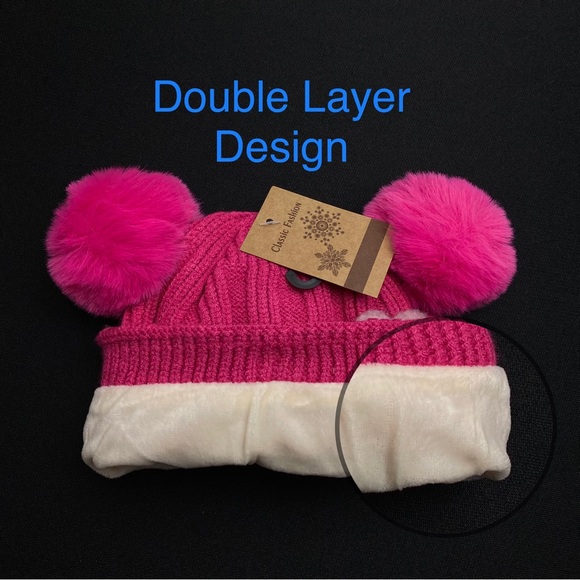 Accessories Baby Winter Warm Beanie Hat Boy Girl Knitted Fur Pompom